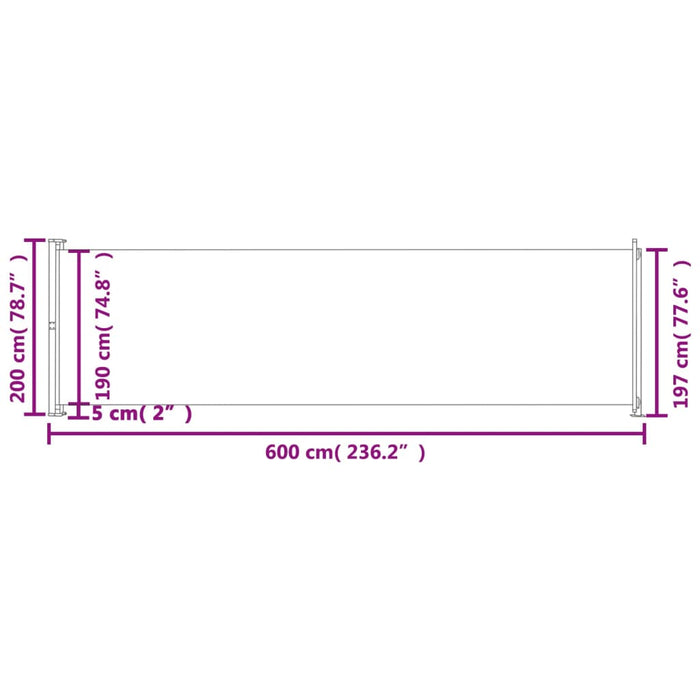 Copertină laterală retractabilă de terasă, gri, 200x600 cm - WALTI WALTI