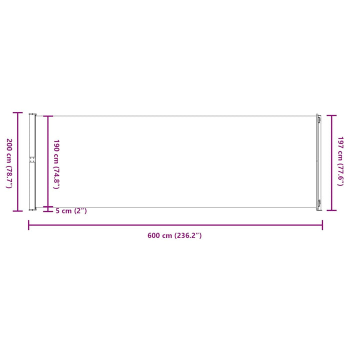 Copertină laterală retractabilă de terasă, gri, 200x600 cm - WALTI WALTI