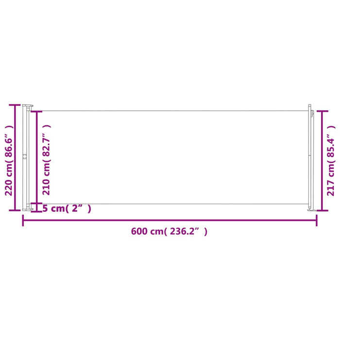 Copertină laterală retractabilă de terasă, negru, 220x600 cm - WALTI WALTI