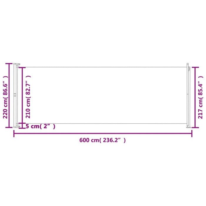 Copertină laterală retractabilă de terasă, gri, 220x600 cm - WALTI WALTI