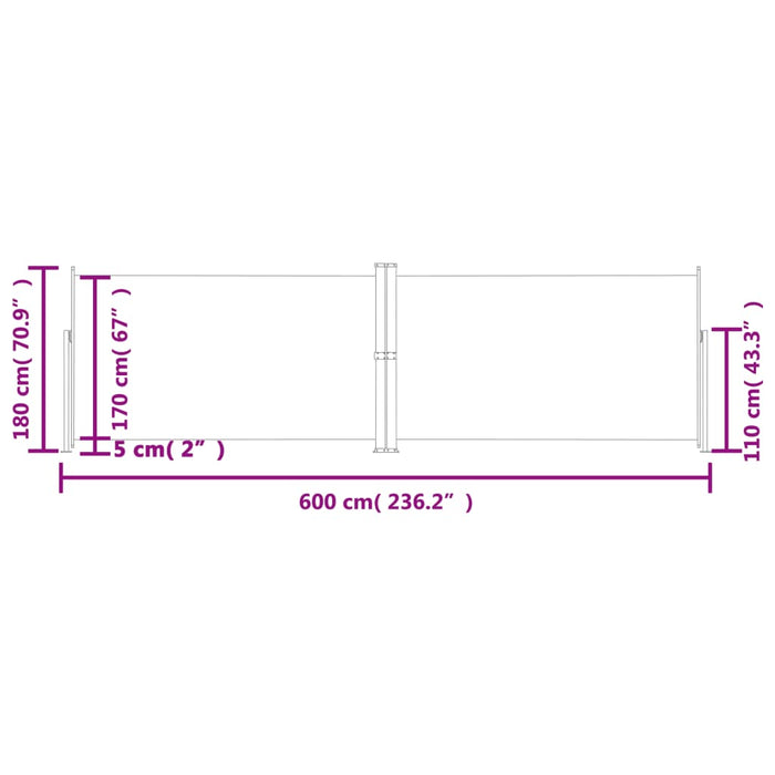 Copertină laterală retractabilă, antracit, 180x600 cm - WALTI WALTI