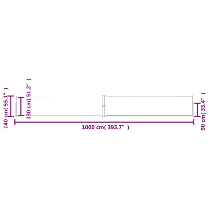 Copertină laterală retractabilă, negru, 140 x 1000 cm - WALTI WALTI