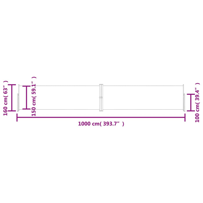 Copertină laterală retractabilă, crem, 160x1000 cm - WALTI WALTI