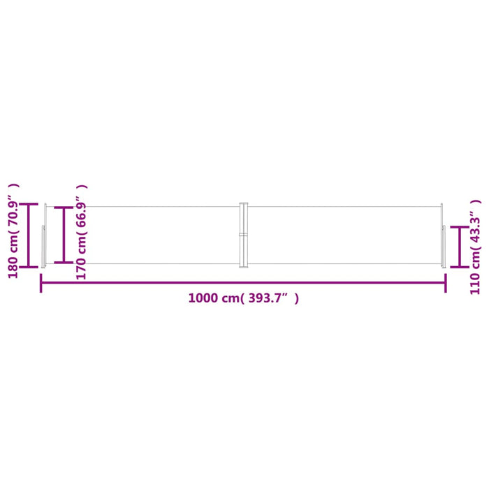 Copertină laterală retractabilă, crem, 180x1000 cm - WALTI WALTI