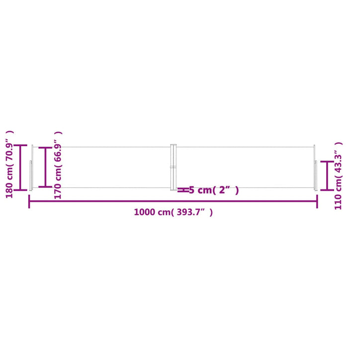 Copertină laterală retractabilă, antracit, 180x1000 cm - WALTI WALTI