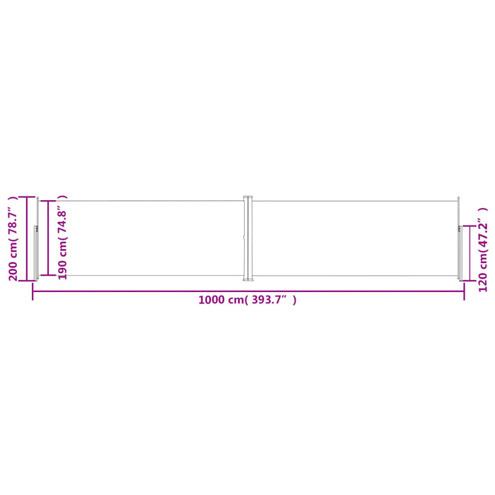 Copertină laterală retractabilă, crem, 200x1000 cm - WALTI WALTI