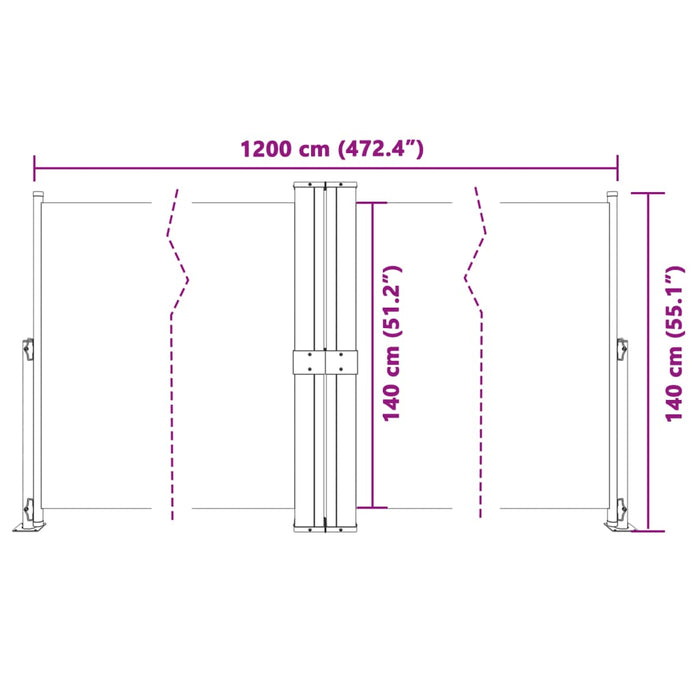 Copertină laterală retractabilă, crem, 140x1200 cm - WALTI WALTI