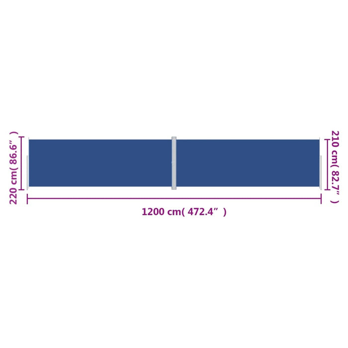 Copertină laterală retractabilă, albastru, 220x1200 cm - WALTI WALTI