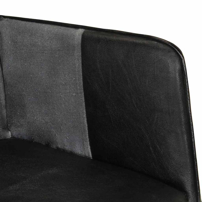 Scaun cu spătar înalt, negru și gri, piele naturală WALTI