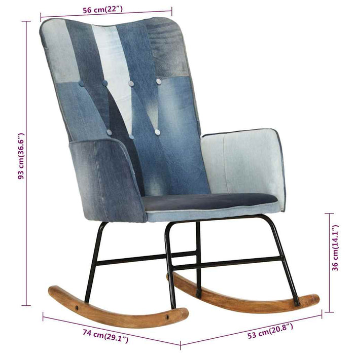 Scaun balansoar, model mozaic, albastru denim, pânză WALTI