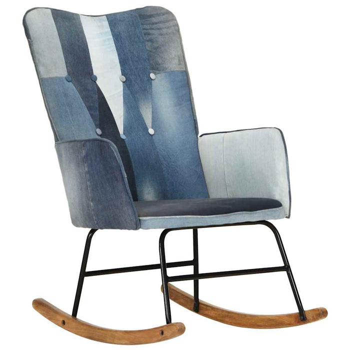 Scaun balansoar, model mozaic, albastru denim, pânză WALTI