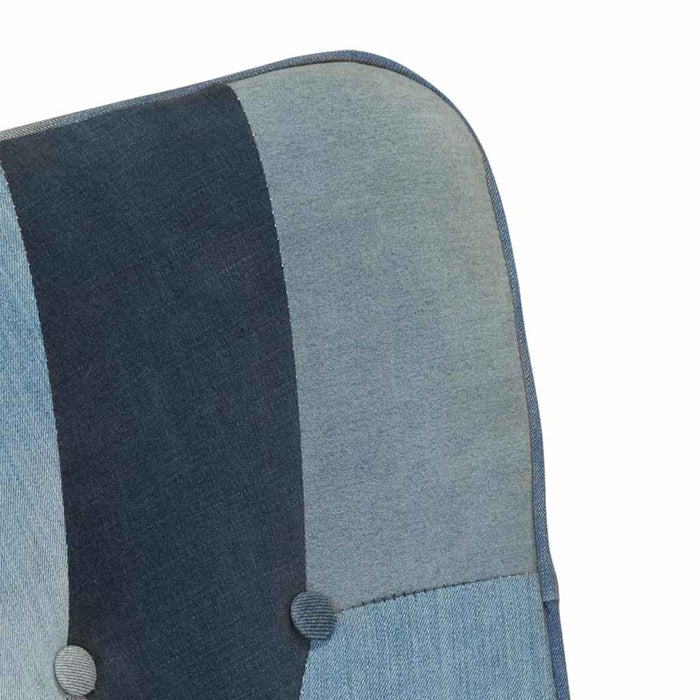 Scaun balansoar cu taburet, model mozaic, albastru denim, pânză WALTI