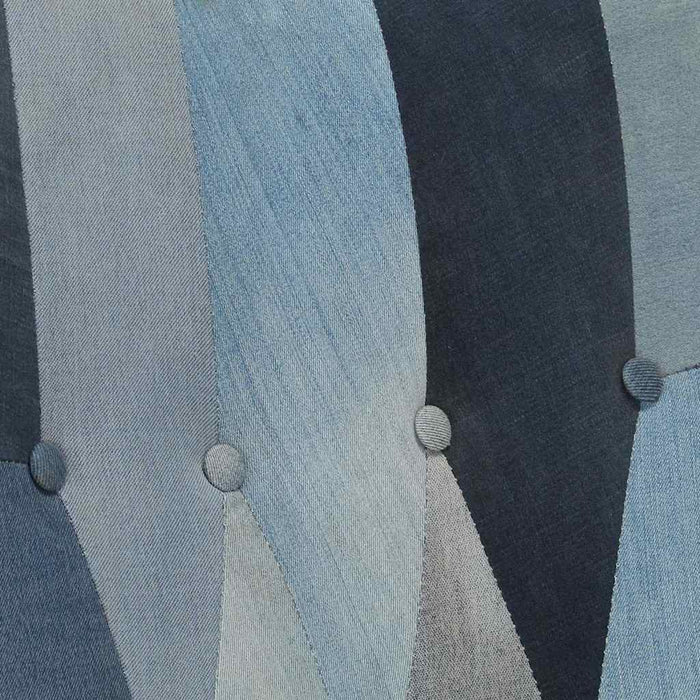 Scaun balansoar cu taburet, model mozaic, albastru denim, pânză WALTI