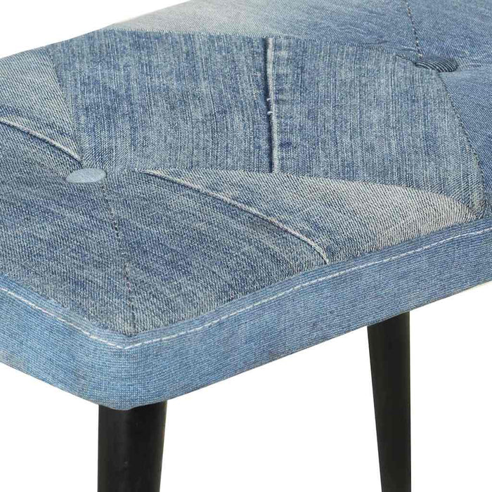 Scaun balansoar cu taburet, model mozaic, albastru denim, pânză WALTI