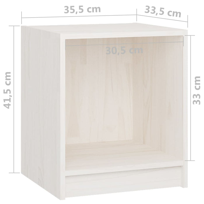 Noptiere, 2 buc., alb, 35,5x33,5x41,5 cm, lemn masiv de pin WALTI