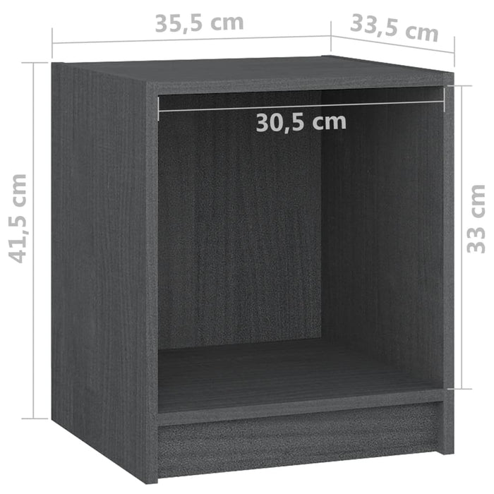 Noptiere, 2 buc., gri, 35,5x33,5x41,5 cm, lemn masiv de pin - WALTI WALTI