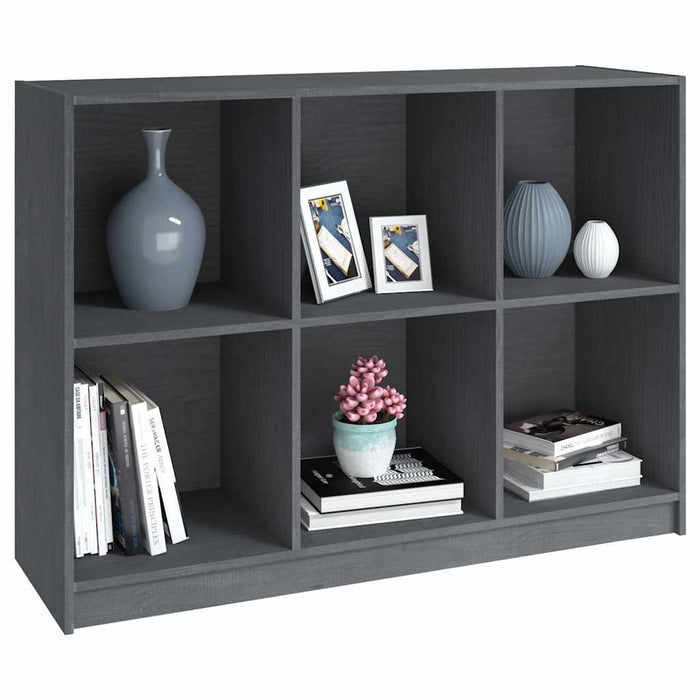 Bibliotecă, gri, 104x33x76 cm, lemn masiv de pin WALTI