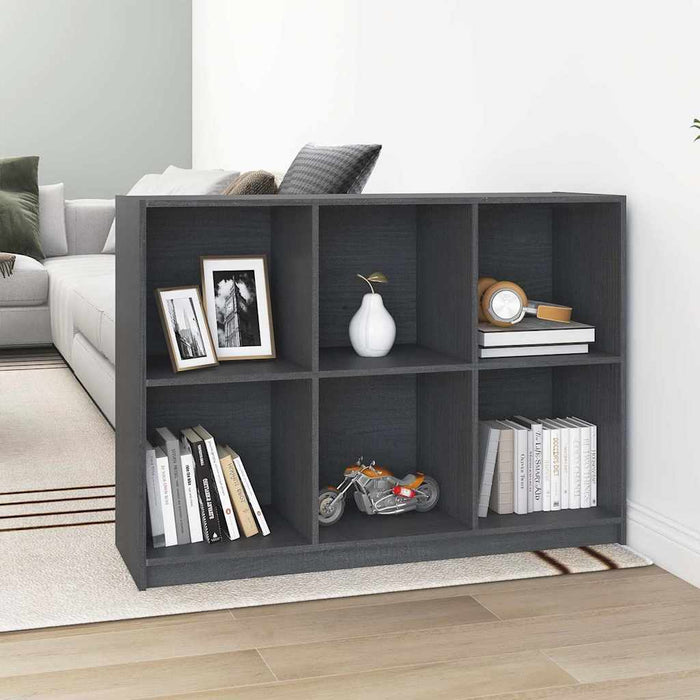 Bibliotecă, gri, 104x33x76 cm, lemn masiv de pin WALTI