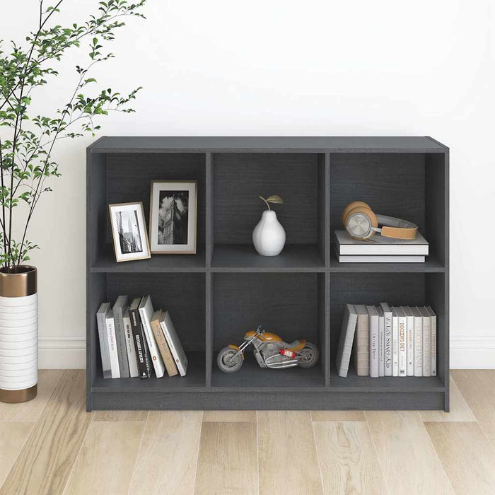 Bibliotecă, gri, 104x33x76 cm, lemn masiv de pin WALTI