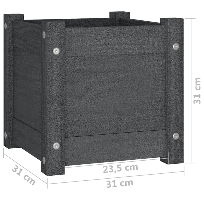 Jardiniere de grădină, 2 buc., gri, 31x31x31 cm, lemn masiv pin - WALTI WALTI