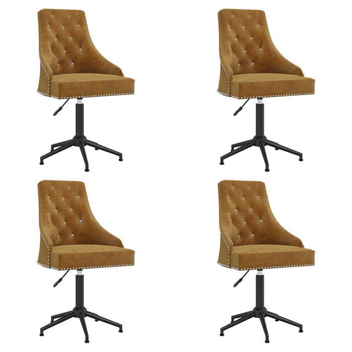 Scaune de masă pivotante, 4 buc., maro, catifea WALTI