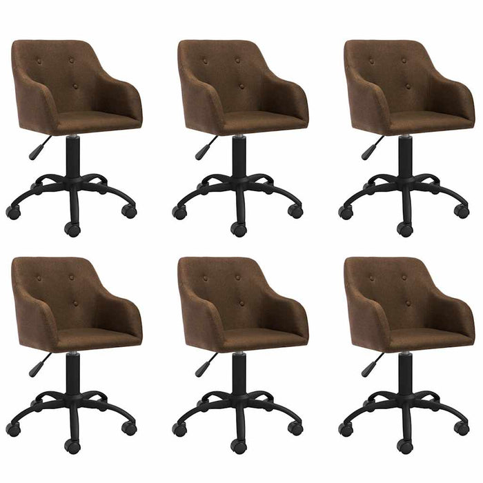 Scaune de bucătărie pivotante, 6 buc., maro, material textil WALTI