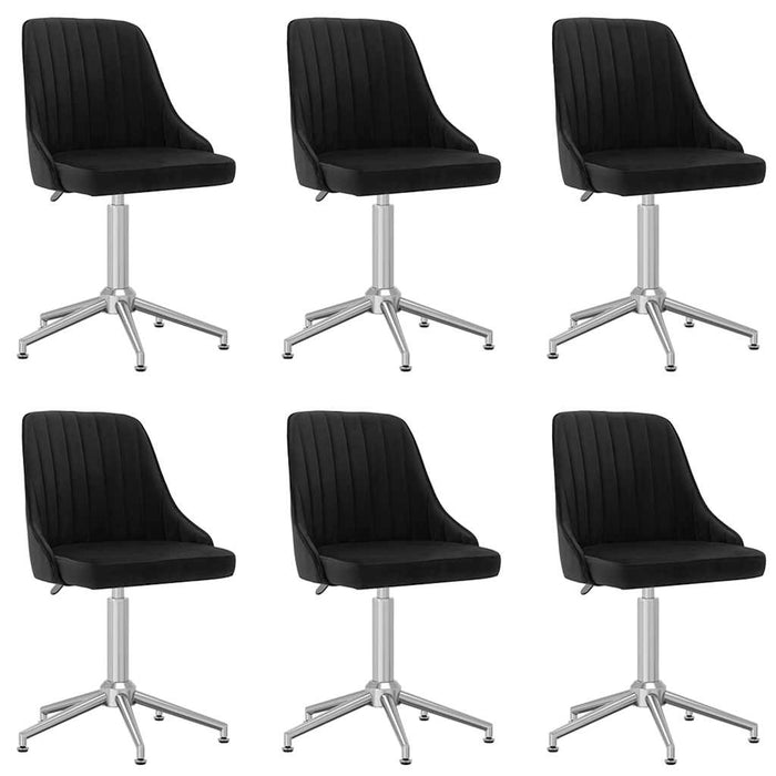 Scaune de sufragerie pivotante 6 buc, negru, catifea WALTI