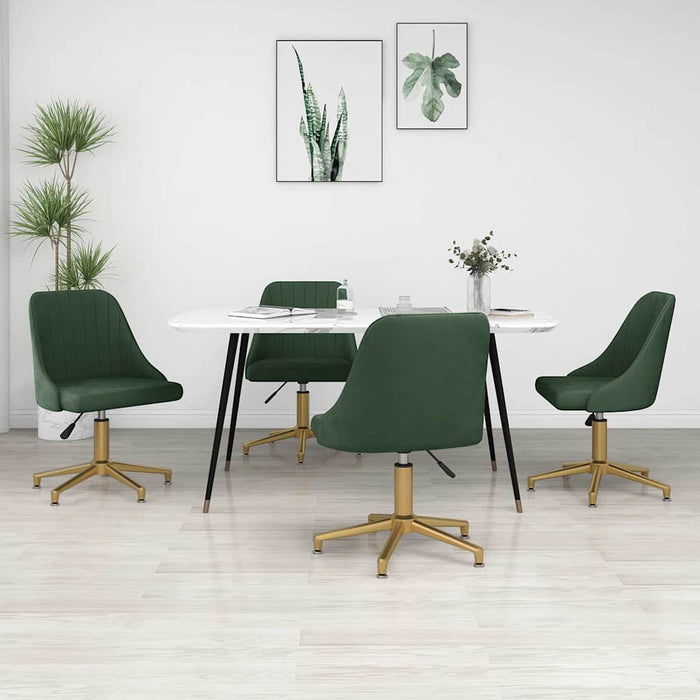 Scaune de bucătărie pivotante, 4 buc., verde închis, catifea WALTI