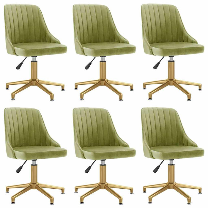 Scaune de sufragerie pivotante 6 buc, verde deschis, catifea WALTI