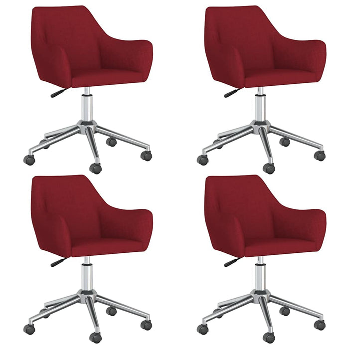 Scaune de bucătărie pivotante, 4 buc., roșu vin, textil WALTI