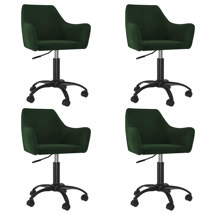 Scaune de bucătărie pivotante, 4 buc., verde închis, catifea WALTI