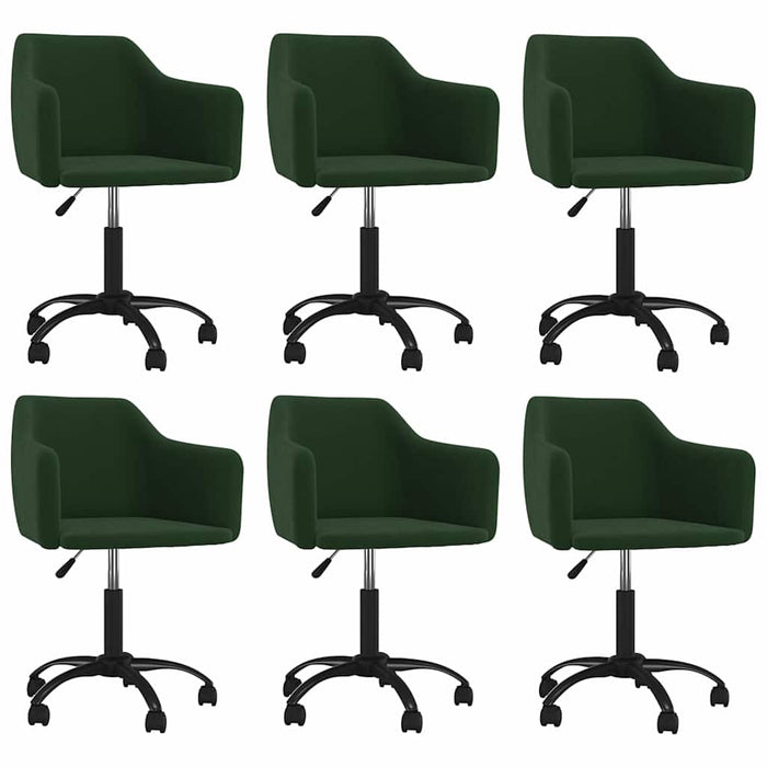 Scaune de sufragerie pivotante 6 buc, verde închis, catifea WALTI