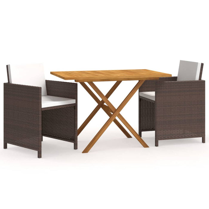 Set mobilier de grădină cu perne, 3 piese, maro, poliratan - WALTI WALTI