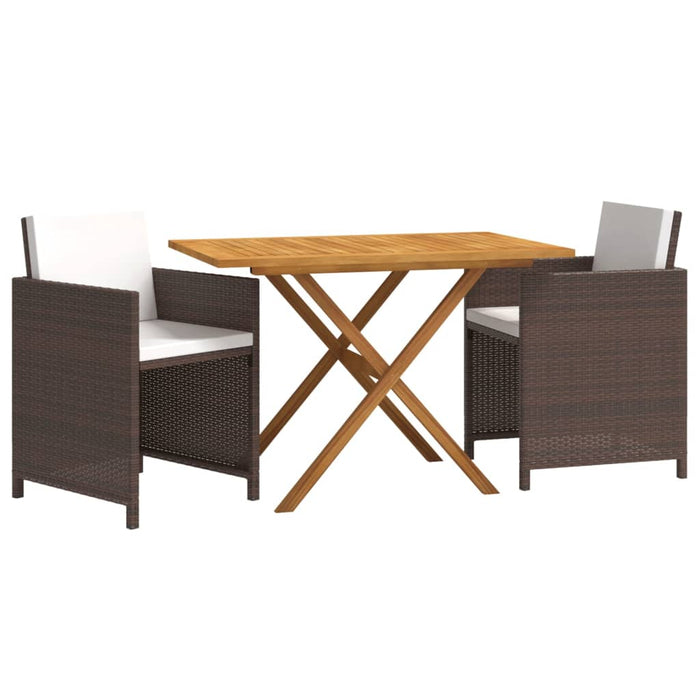 Set mobilier de grădină cu perne, 3 piese, maro, poliratan - WALTI WALTI