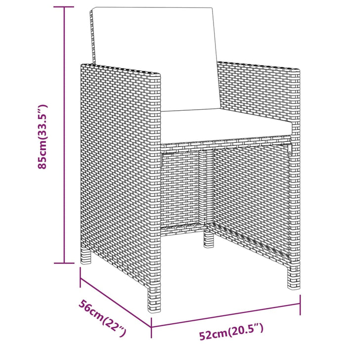 Set mobilier de grădină cu perne, 3 piese, maro, poliratan - WALTI WALTI