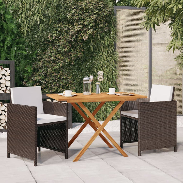 Set mobilier de grădină cu perne, 3 piese, maro, poliratan - WALTI WALTI