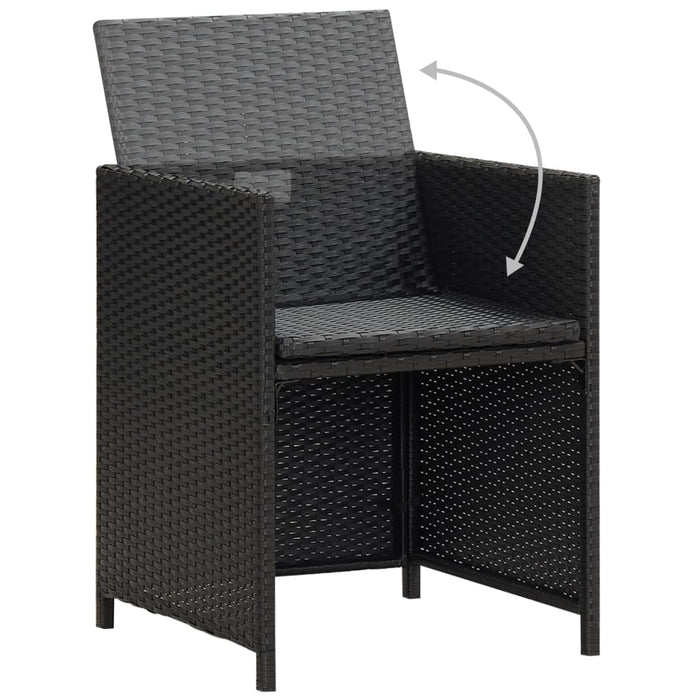 Set mobilier de grădină cu perne, 3 piese, negru, poliratan WALTI