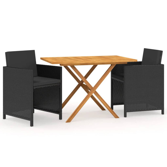 Set mobilier de grădină cu perne, 3 piese, negru - WALTI WALTI