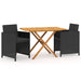 Set mobilier de grădină cu perne, 3 piese, negru - WALTI WALTI