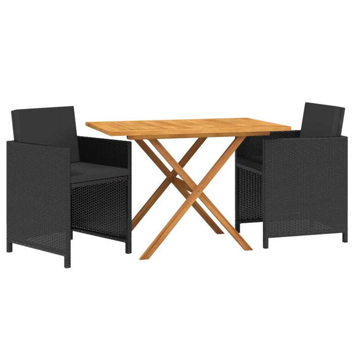 Set mobilier de grădină cu perne, 3 piese, negru - WALTI WALTI