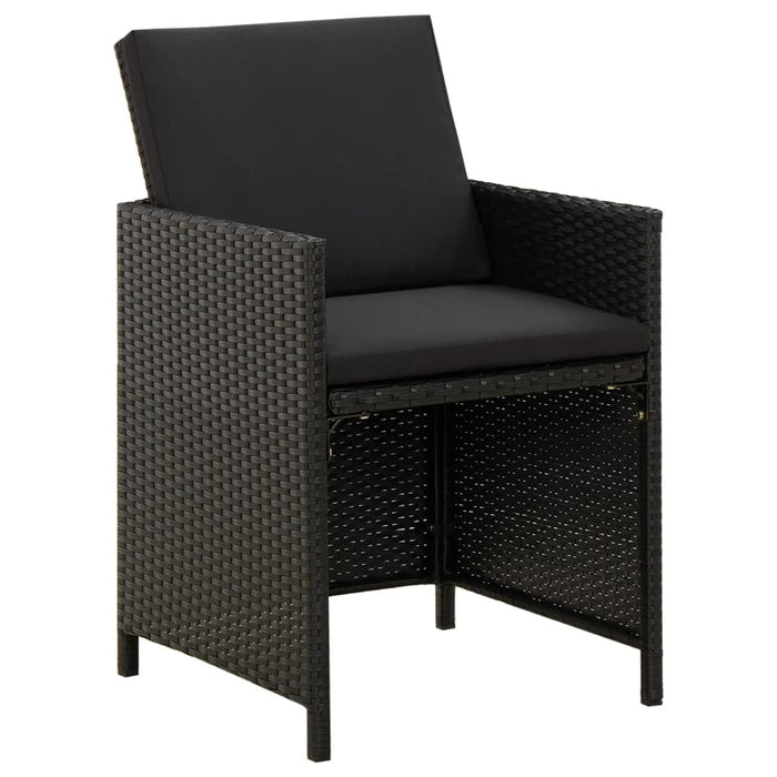 Set mobilier de grădină cu perne, 3 piese, negru - WALTI WALTI