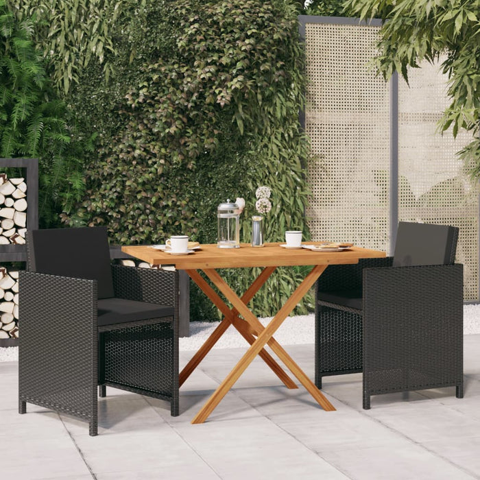 Set mobilier de grădină cu perne, 3 piese, negru - WALTI WALTI