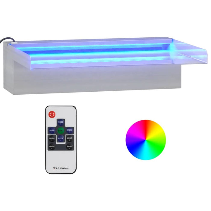 Deversor de cascadă cu LED-uri RGB, 30 cm, oțel inoxidabil - WALTI WALTI