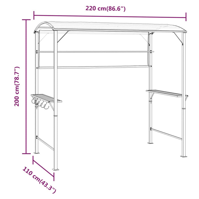 Pavilion cu acoperiș, antracit, 220x110x200 cm - WALTI WALTI