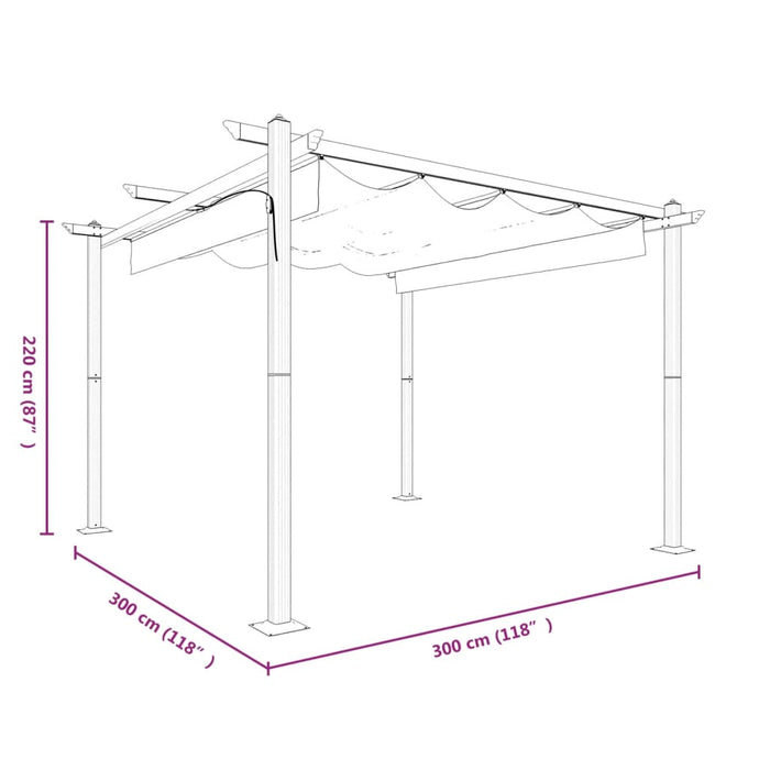 Pavilion de grădină, acoperiș retractabil, antracit, 3x3 m - WALTI WALTI