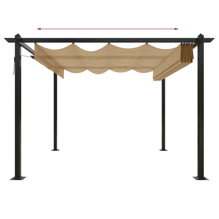 Pavilion de grădină, acoperiș retractabil, gri taupe, 3x3 m - WALTI WALTI