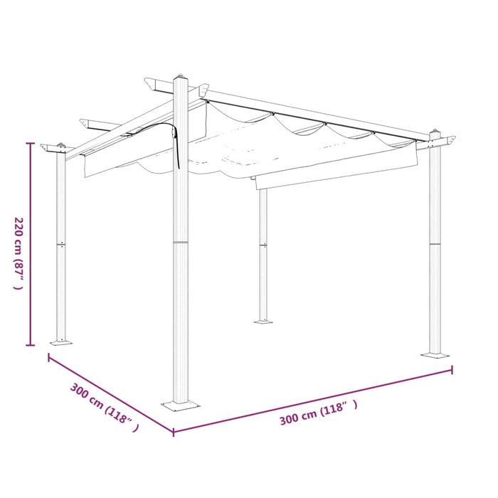 Pavilion de grădină, acoperiș retractabil, gri taupe, 3x3 m - WALTI WALTI
