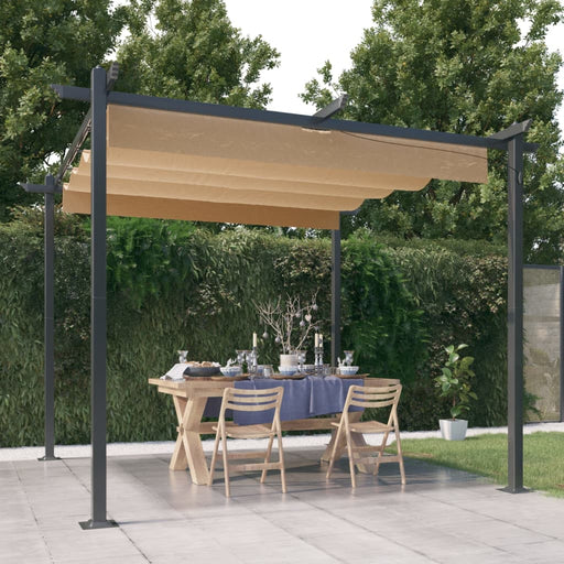 Pavilion de grădină, acoperiș retractabil, gri taupe, 3x3 m - WALTI WALTI