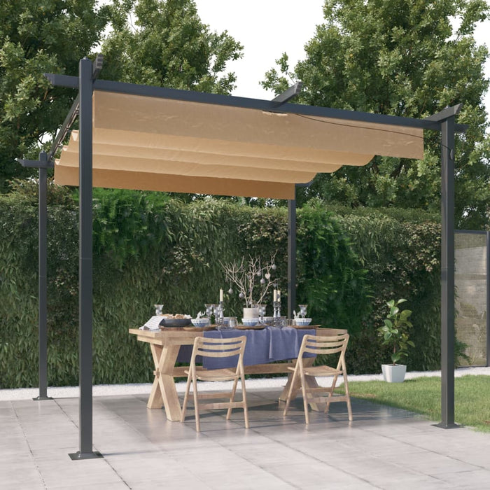 Pavilion de grădină, acoperiș retractabil, gri taupe, 3x3 m - WALTI WALTI