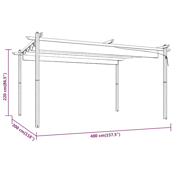 Pavilion de grădină, acoperiș retractabil, gri taupe, 4x3 m - WALTI WALTI